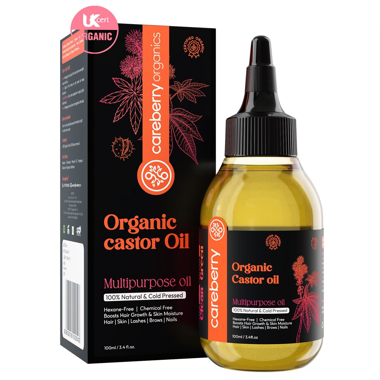 Organic Hexane Free Castor Oil (Arandi Oil) Multipurpose for Hair, Skin, & Nails - 200ml