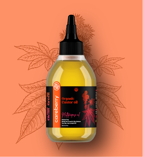 Careberry Organic Castor Oil With Scalp Massager