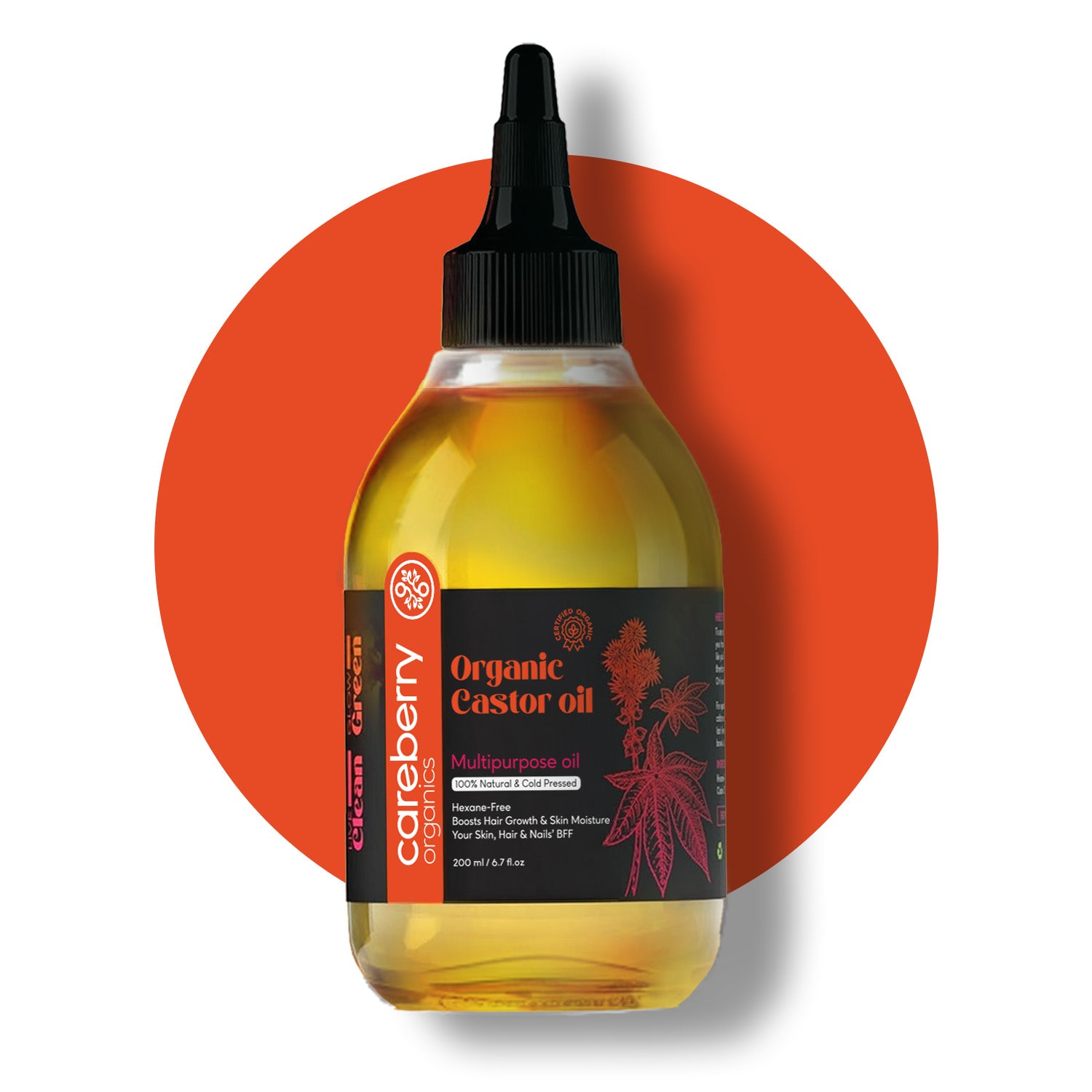 Organic Hexane Free Castor Oil (Arandi Oil) Multipurpose for Hair, Skin, & Nails - 200ml