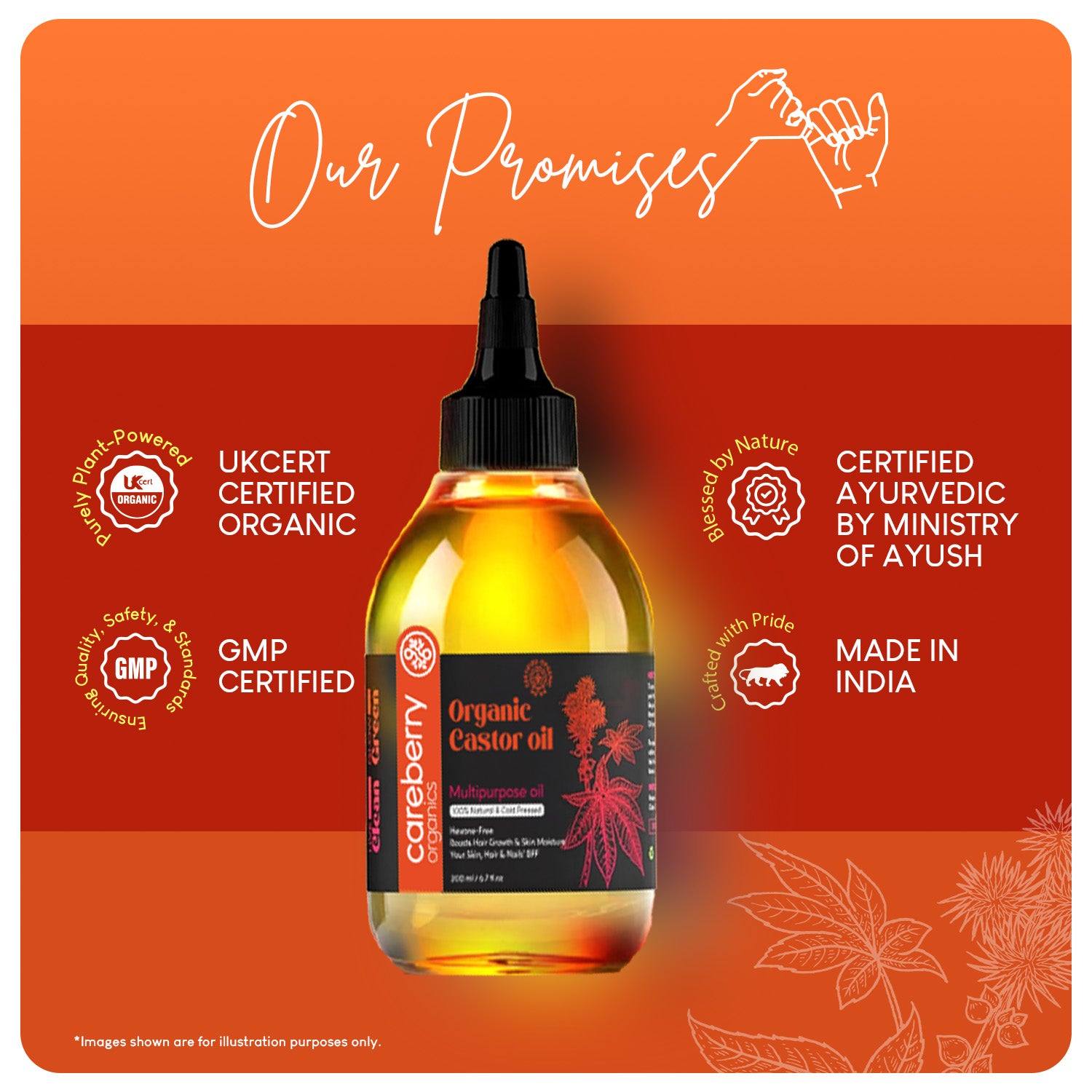 Organic Hair Care Set of 3: Red Onion & Black Seed, Rosemary & Jojoba, Castor Oil (200ml Each)