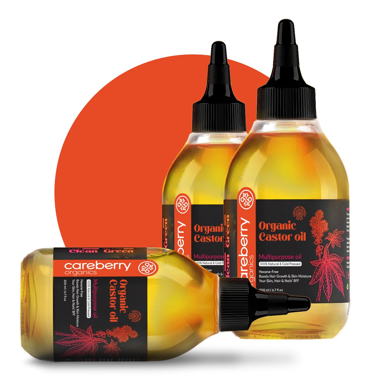 Organic Hexane Free Castor Oil (Arandi Oil) Multipurpose for Hair, Skin, & Nails - 200ml