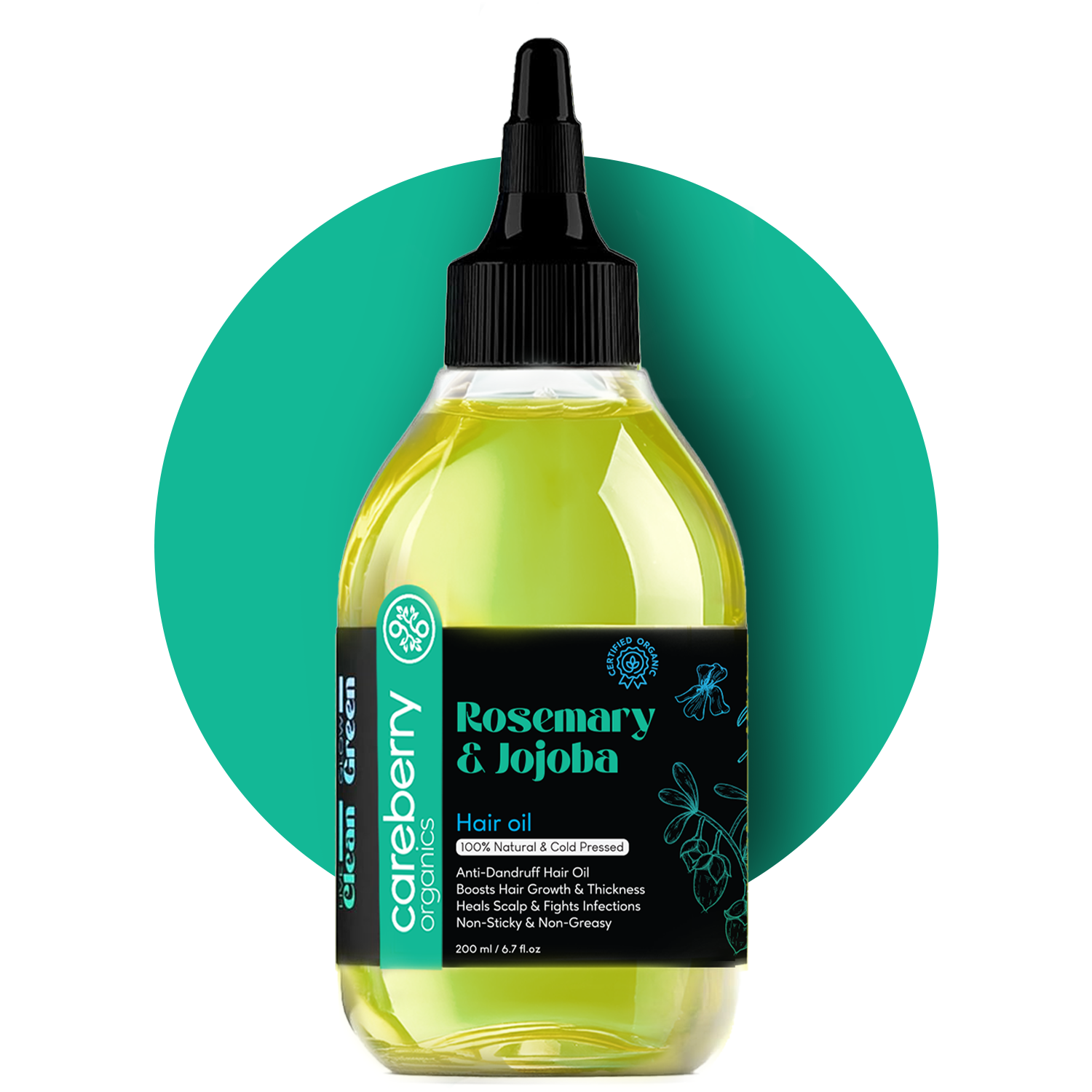 Organic Rosemary & Jojoba Anti Dandruff Hair Oil - 200ml